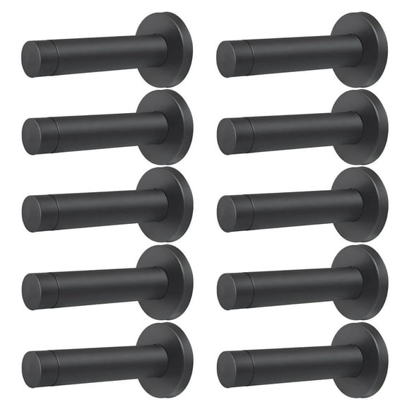 Door Stop 3.5“ Heavy Duty 304 Stainless Steel Door Stopper with Rubber Tips Bumper Wall Mounted Door Holder Protection Black 10 Pcs