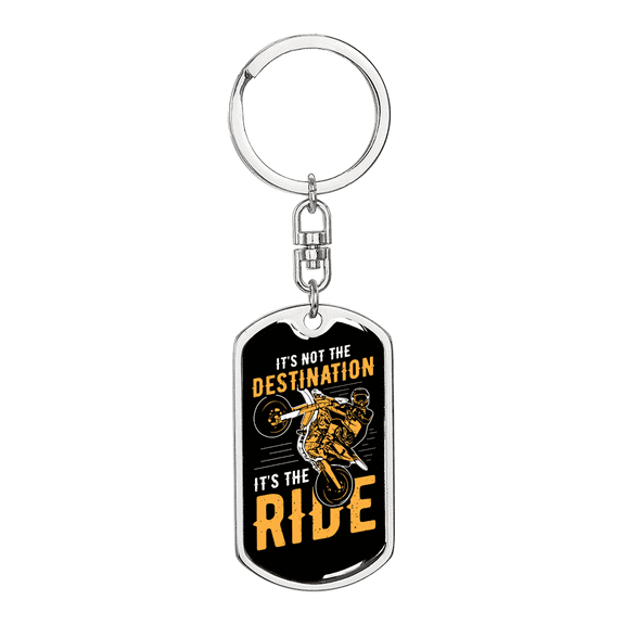 It'S The Ride Biker Stainless Steel or 18k Gold Premium Swivel Dog Tag Keychain