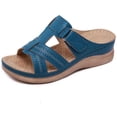 thumbnail image 1 of Sandalias ortopédicas con punta abierta con cuña para mujer, color azul, 1 of 1