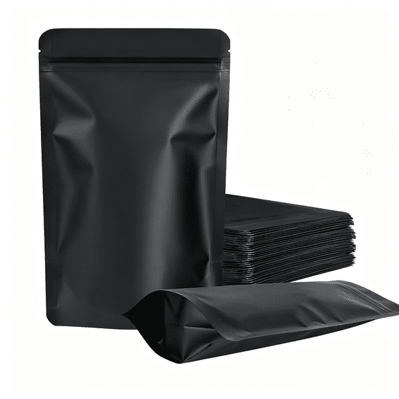 BPPEG 100 Pack Resealable Bags,Smell Proof Bags,Black 4" X 6" | Double-Sided Opaque Stand Up, Reusable Zipper &Amp; Heat-Sealable Pouches for Small Business,Food Storage,Items Packaging