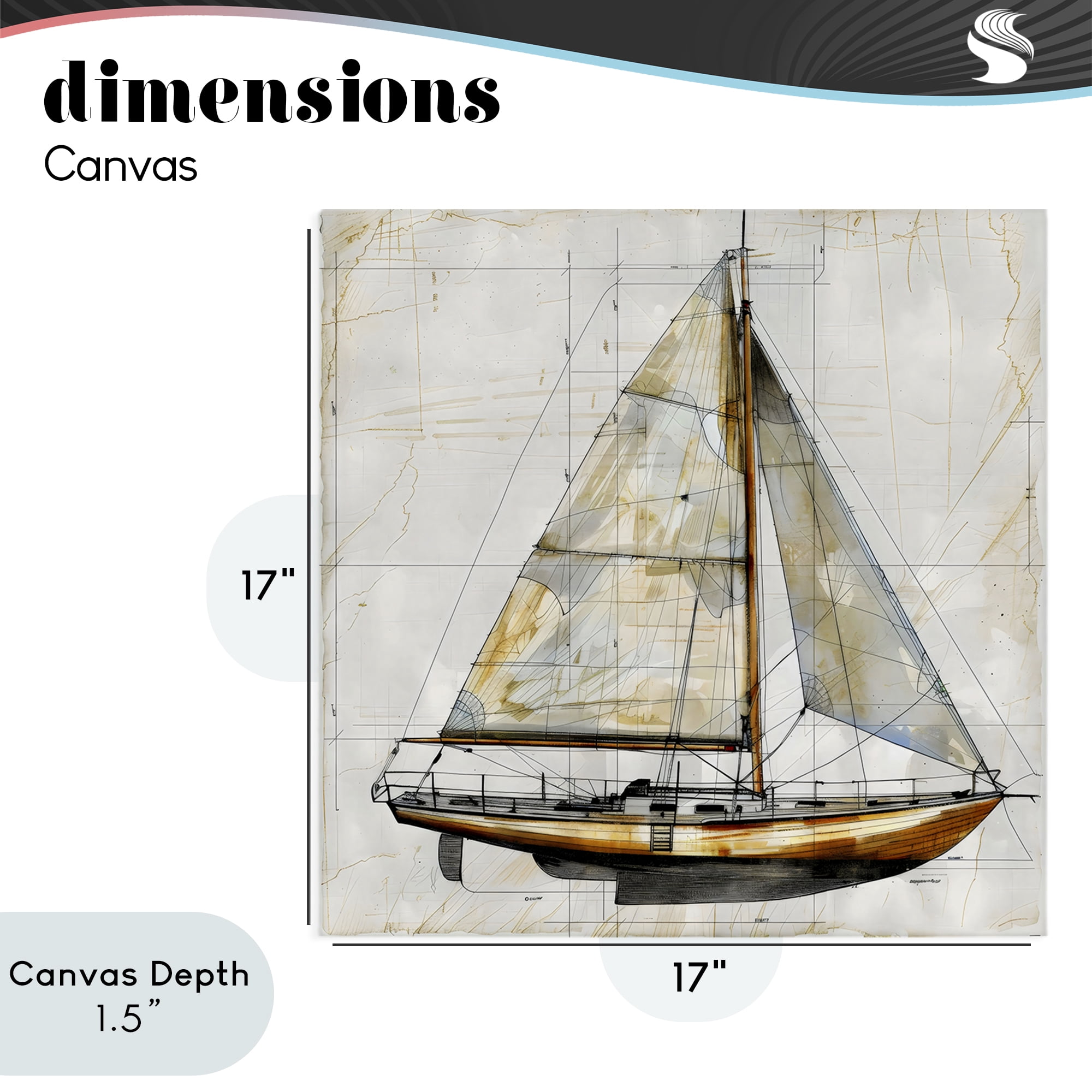 Stupell Industries Vintage Sailboat Drawing Blueprint Canvas Wall Art, design by Creative Studio