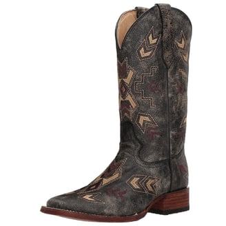 Bottes Western Corral A4103 – Femme – Taille US 7 – Cuir – Bout Carré – Drapeau Texas – Neuves