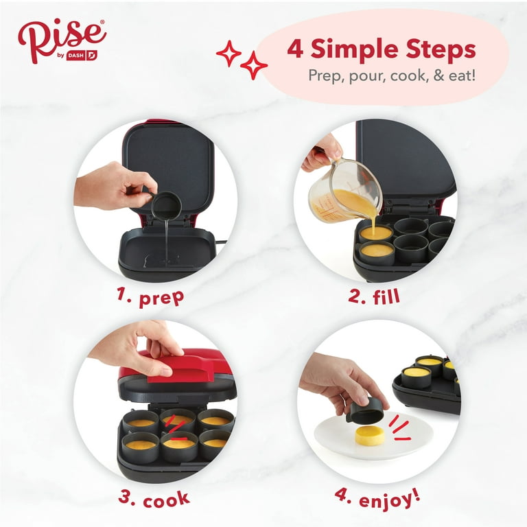 Rise by Dash Egg Bite Maker with 6 Silicone Molds + Recipe Guide