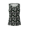thumbnail image 4 of Xecao Daisies Flowers print women's scoop neck, loose-fit workout tank tops for the gym., 4 of 9