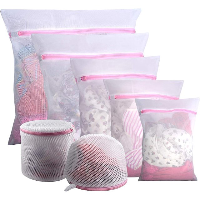 7 bolsas de malla para lavandería para prendas delicadas con cremallera premium, bolsa organizadora de almacenamiento de viaje, bolsas de lavado de ropa para lavandería, blusa, sujetador, me