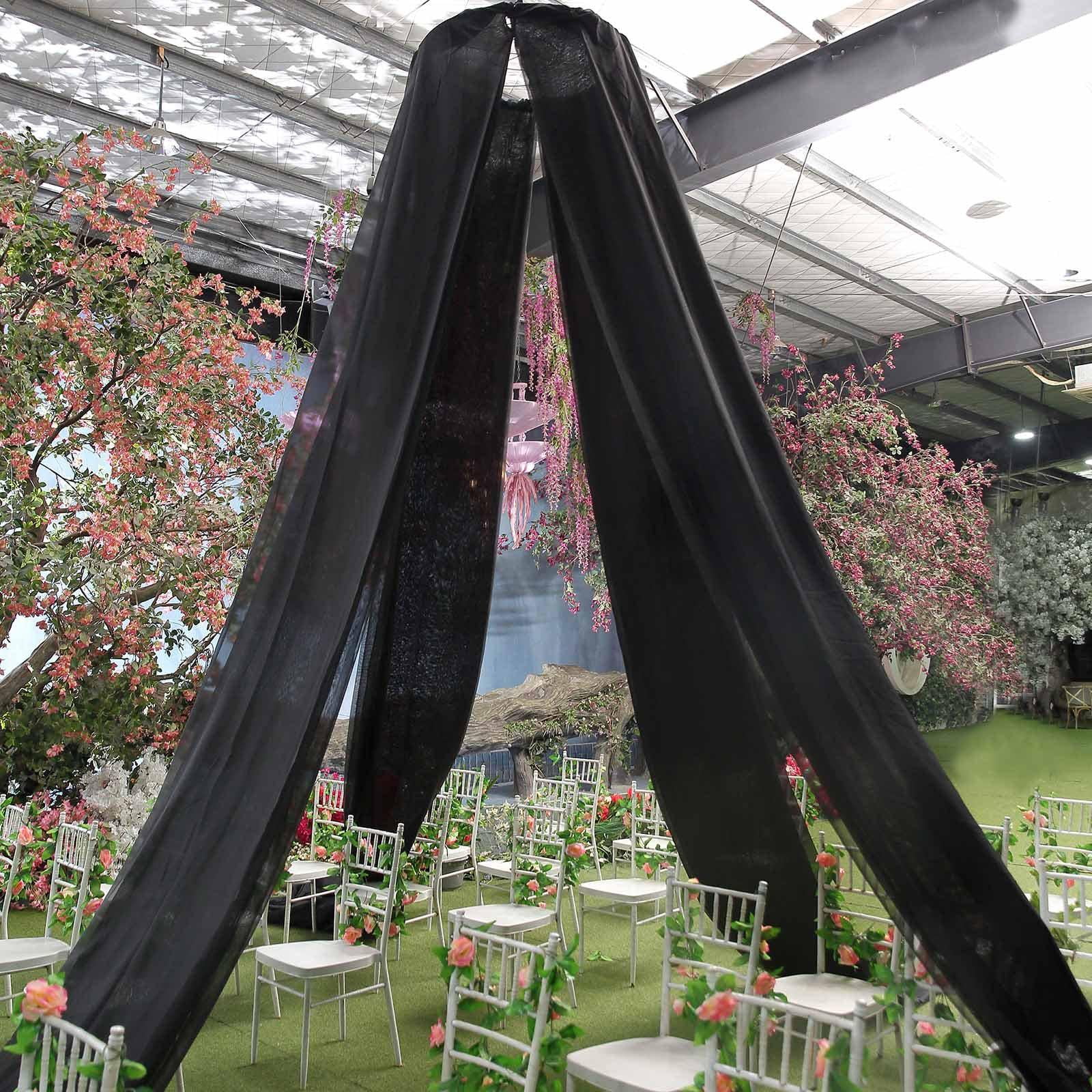 20Ft Black Ceiling Drapes Sheer Curtain Panels Fire Retardant Fabric