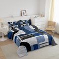 thumbnail image 3 of Erosebridal Minimalst Bedding King Comforter Set for Adult, Square Geometric Down Comforter, Striped Ombre Decor, Reversible, 3 of 8