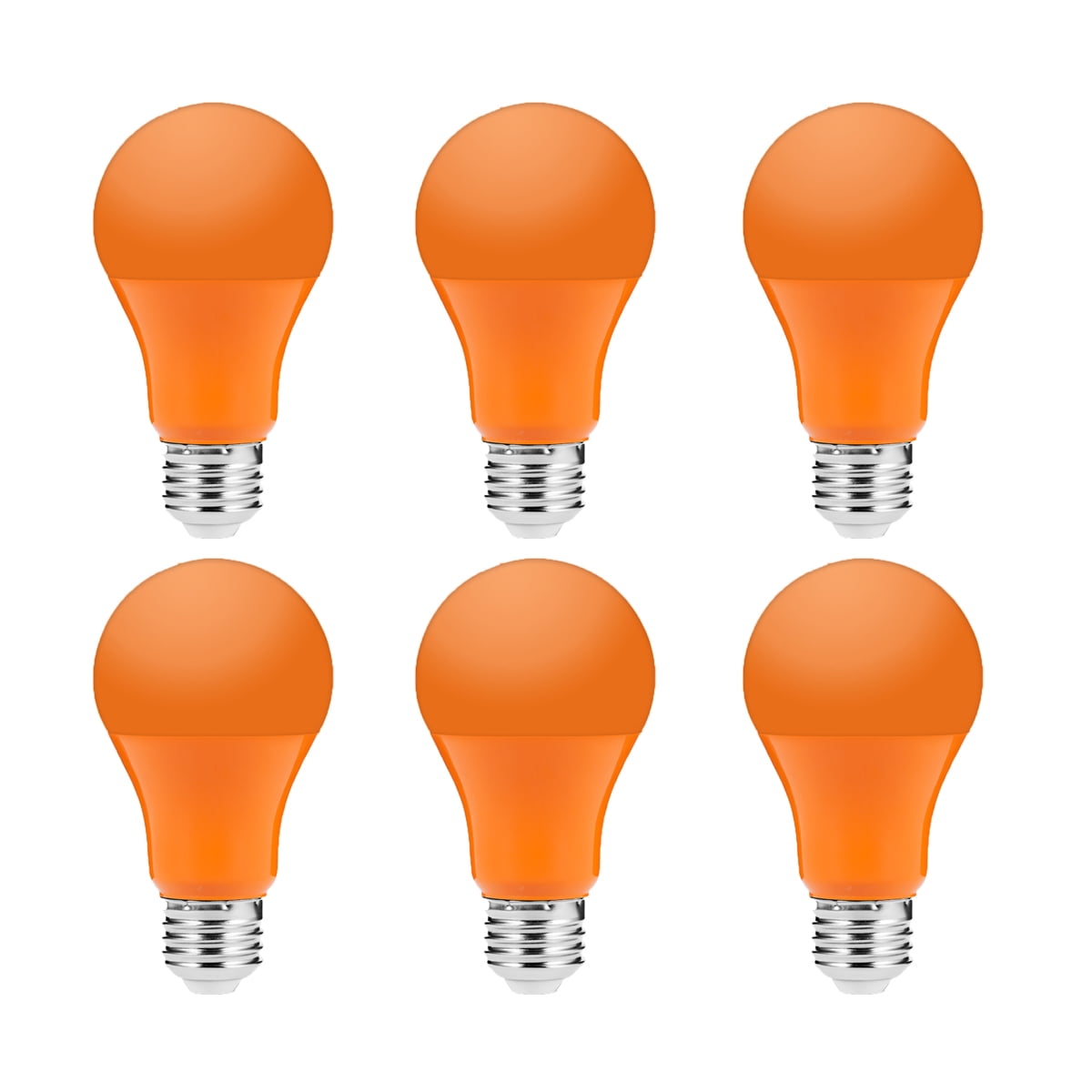 LOHAS A19 LED Bulb E26 Base, Orange Colored Light Bulb, Holiday Decorations LED Lights, Halloween Pumpkin Color Outdoor Bulb, for Party Holiday Home Decorative, 6 Pack