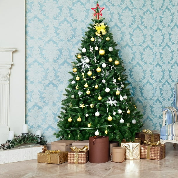 Artificial Chrismas Tree With Metal Stand 8ft Full Holiday Green Christmas Tree 5ft 6ft 7ft 8ft 9ft Walmart Com