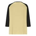 thumbnail image 5 of ABATAB Color Block 3/4 Length Sleeve Tops for Women Trendy Henley V-Neck Henley Tunic Blouses Loose Fit Summer Fall Basic Shirts(Large,Yellow), 5 of 7