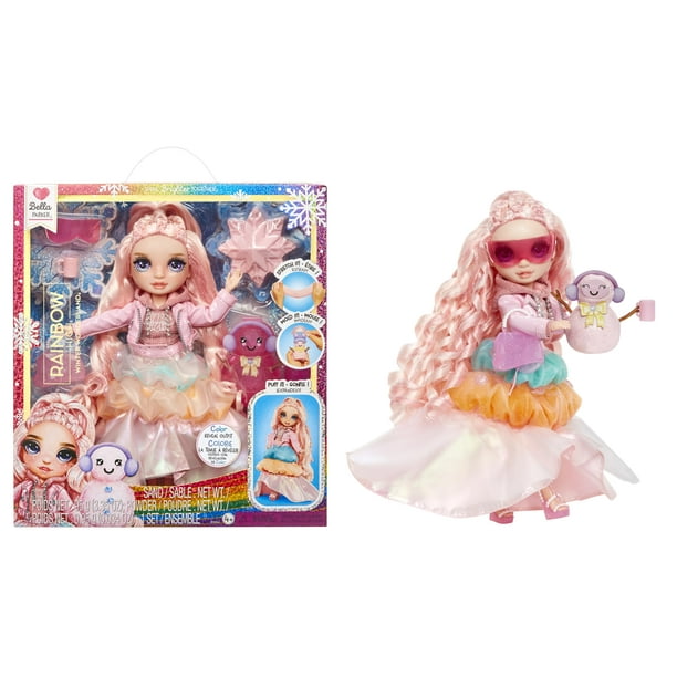Rainbow High Winter Wonderland Bella - Pink 11” Fashion Doll with Magic Snow Hidden in Fashion That Puffs Up with Water, and Snowman Kit, Great Gift for Kids 4-12 Years Old