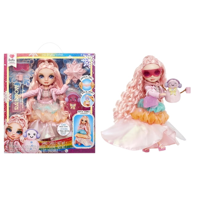 Rainbow High Winter Wonderland Bella - Pink 11” Fashion Doll with Magic Snow Hidden in Fashion That Puffs Up with Water, and Snowman Kit, Great Gift for Kids 4-12 Years Old