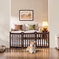 thumbnail image 2 of MONGJI Freestanding Pet Gate 3-Panel Wooden Dog Fence with 2 Support Feet Folding Dog Gate for Indoor, Stairs, Doorways, Halls, Kitchen Wooden Pet Barrier Espresso 24" H, 2 of 9