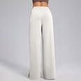 thumbnail image 5 of Cotton Wide Leg Pants for Women with Slits Elastic High Waist Loose Casual Fall Spring Baggy Lounge Sweatpants (2XL, Beige), 5 of 7