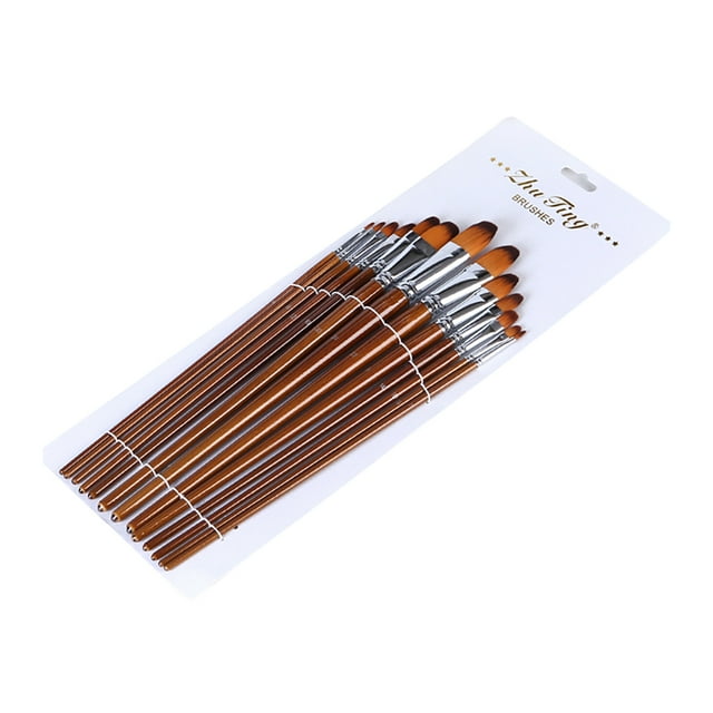 13 piezas de pinceles de pintura de arte profesional con mango de madera largo, pincel de pelo de ny Irfora Punta de avellana