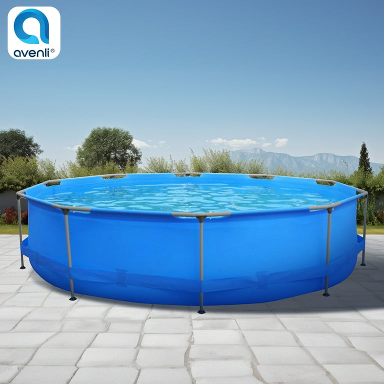 Avenli Easy Assembly Large Metal Frame Round Swimming Pool, 12