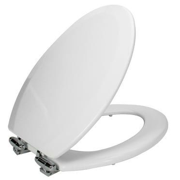 Design House Dalton Elongated Oval Wood Toilet Seat in White for Bathroom
