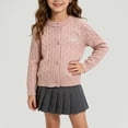 thumbnail image 2 of enyan Girls Knit Cardigan Sweater Button Down Long Sleeve Kids Toddler School Uniform Fall Jacket(Red,6.5-7 Years), 2 of 5