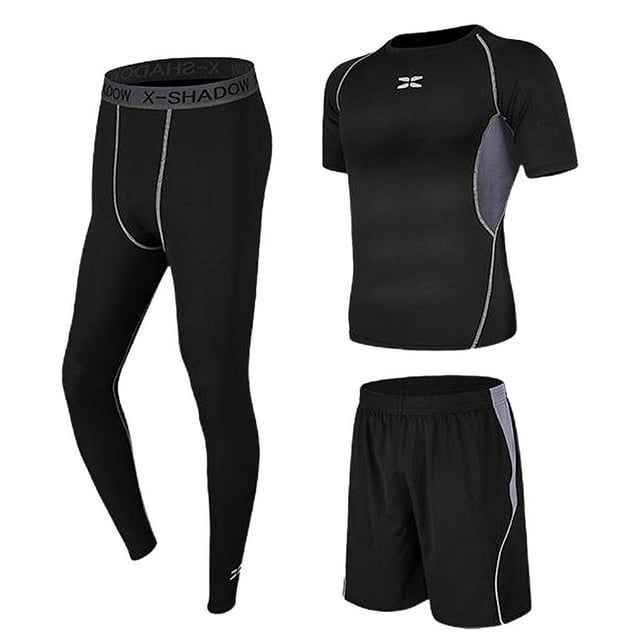 3 unids/set hombres chándal gimnasio Fitness ropa de compresión deporte desgaste medias Gris XXL Colcomx Chándal transpirable para hombre