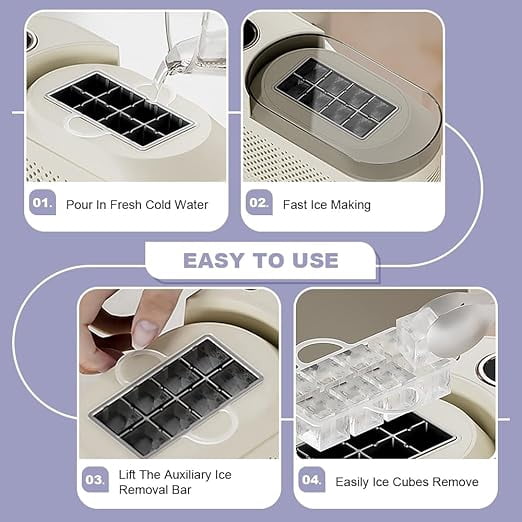 Countertop Portable Small Mini Ice Makers - 8 Ice Cubes Ready in 15 Mins, DIY Ice Making & Easy Ice Release, Suitable for Home, Kitchen, RV & Camping(White)
