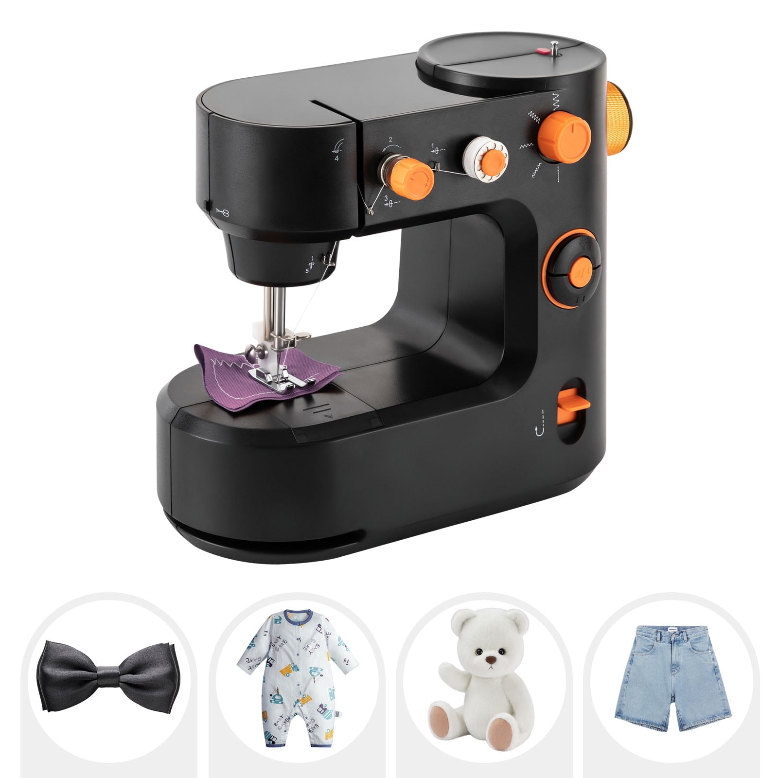 110V Black Mini Sewing Machine Dual Speed Portable Sewing Machine for Clothing Pants Silk Chiffon