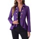 thumbnail image 1 of BLAZER GÓTICO PEPLUM DE CUELLO CAÍDO PARA MUJERES, ABIERTO EN FRONTAL, HEM BAJO ALTO, TAMAÑO XL, MORADO OSCURO, 1 of 6