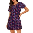 thumbnail image 1 of Easygdp Blackberries Camisón de manga corta para mujer, informal, estampado, 1 of 6