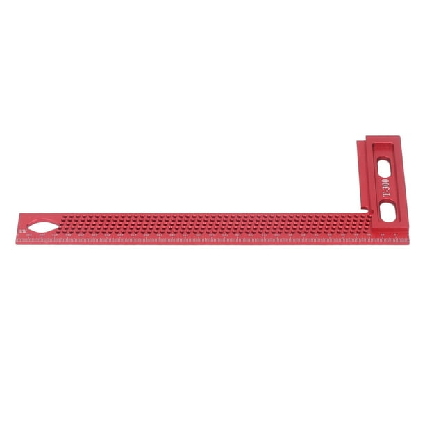 Escuadra de carpintero de aleación de aluminio ligera con orificio en ángulo recto, regla en forma de L, escuadra de carpintero roja
