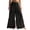 Black, variant on Womens Cotton Pleated Patchwork Wide Leg Linen Pants High Elastic Waist Boho Casual Vacation Flowy Pants White M