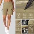 thumbnail image 4 of POENTAB Women's 7" Hiking Cargo Shorts with Pockets Quick Dry Lightweight Fishing Work Shorts for Women Casual Travel Summer Khaki, 4 of 7