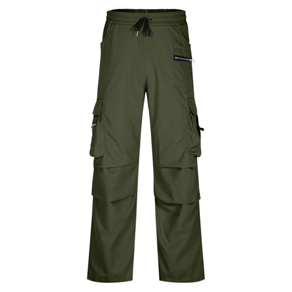 Erwazi Men's Cargo Hiking Pants Elastic Waist Drawstring Joggers Pants Straight Leg Twill Cargo Pants with Pockets