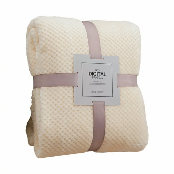 AUQ Throw Blanket,Rolled Edge Finish Cute Blanket,Elegant Craftwork Soft Throw Blanket,White,90*107in