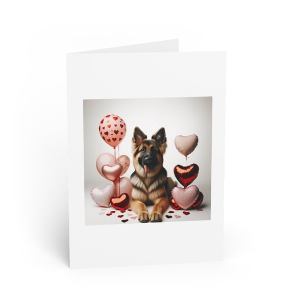 DistinctInk Greeting Card / Note Card - Valentine's Day German Shepherd Dog - PACK of 1