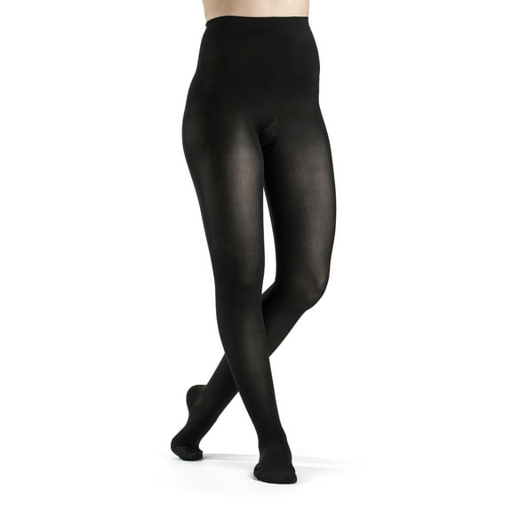 Women's Style Soft Opaque Pantyhose Women's Closed Toe Black LL - Large Long 15-20mmHg