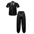 thumbnail image 5 of vastwit Men Plastic Oversized Shirts Pants Set Waterproof Two-piece Outfit Sweat Suit Jogging Sportswear Black XXL, 5 of 6