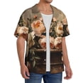 thumbnail image 2 of Balery Vintage Peonies Rustic Charm Men's Casual Button Down Shirt Short Sleeve Textured Summer Cuban Beach Shirts-Medium, 2 of 7