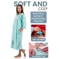 thumbnail image 3 of Casual Nights - Women's Jacquard Fleece Zip Front Robe, Duster For Ladies, 3/4 Sleeve Housecoat Duster with Pockets, 46 Inch Length, Green Small, 3 of 4