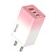 thumbnail image 2 of Cargador rápido de puerto múltiple QC3.0 LED de 65W con efecto degradado, rosa, 2 of 6
