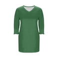 thumbnail image 6 of Women's Casual V Neck Mini Dress Puff 3/4 Sleeve A-Line Shift Dress with Pockets Smocked Cuffs Elegant Loose Fit Short Sun Dress For Daily Wear Date Night, 6 of 6