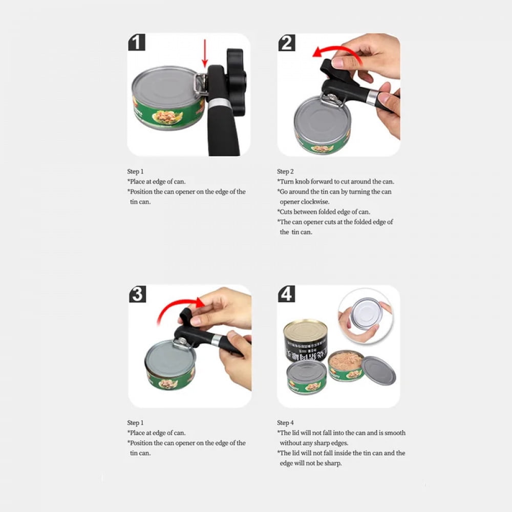 Plastic Hand-actuated Can Opener Safety Kitchen Tools Easy Grip Side Cut Manual Opener for Cans' Lid Kitchen Gadgets