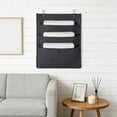 thumbnail image 5 of 3-Grid Black Wall-Mounted File Storage Bag - Portable Document Organizer, Durable Magazine Paper Storage Bag, Hanging Miscellaneous Organizer for Home Office Use, Black, 1pc, 5 of 6