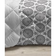 thumbnail image 3 of Heart Down Alternative Comforter, Ornamental Floral Foliage Composition Romantic Pattern Greyscale Background, Microfiber Quilt for All Season, 5 Sizes, Sand Brown Pale Grey, by Ambesonne, 3 of 3