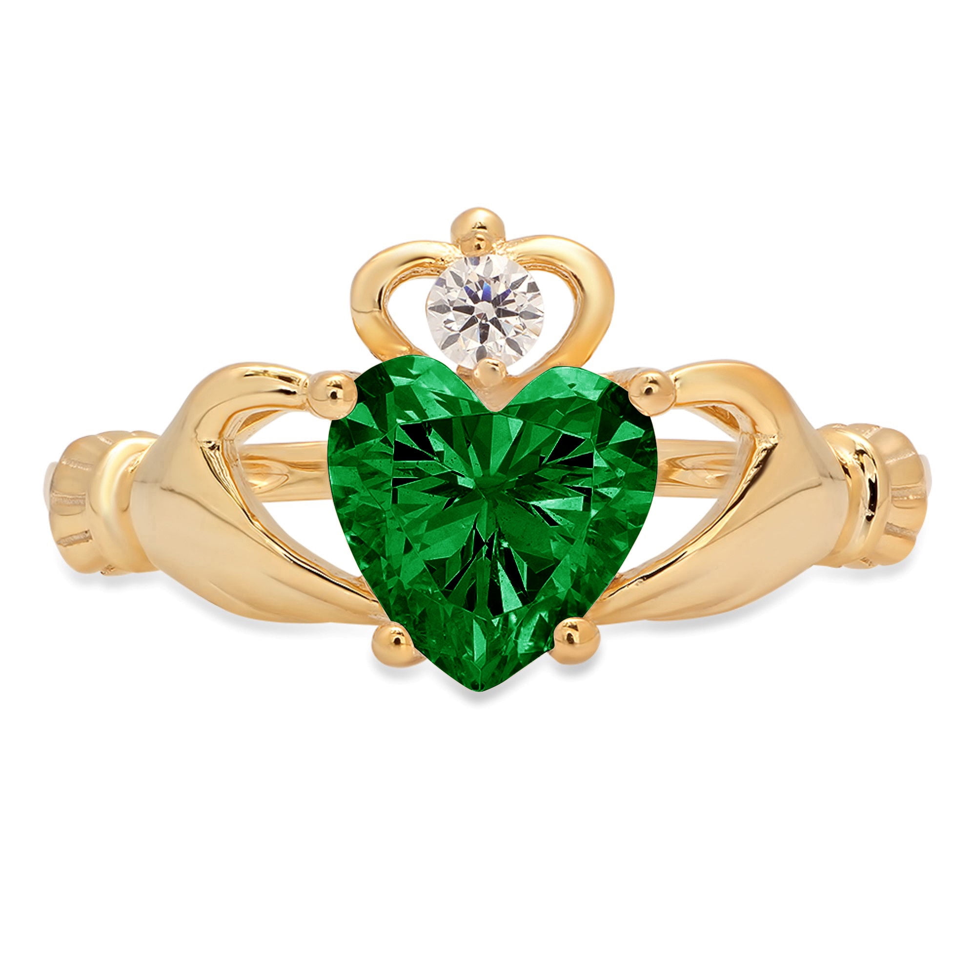 0.35 Ct Heart Cut Emerald 14K White Gold Engagement & Wedding Solitaire Ring 