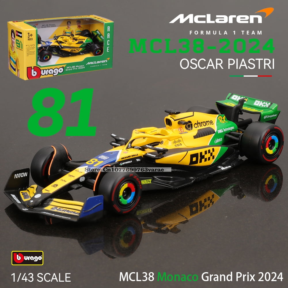 McLaren Formula 1 MCL38 ミニカー 2024 1:43 2024 F1 Mclaren Mcl38 Monaco Grand Prix F1 Alloy Miniature