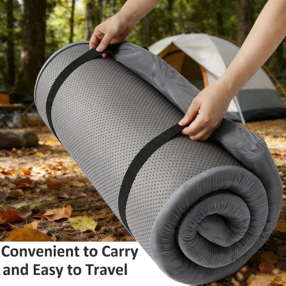 Memory Foam Camping Mattress Pad - Comfort-Cell Portable Sleeping Mat for Adults, Roll-Up Floor Mattress for Guest/ Tent/ SUV/ Cot, Foldable for Camping & Travel (Multi-Use)