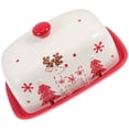 thumbnail image 3 of CIMAXIC Plat à Beurre Style de Noël Plat à Beurre Délicat Boîte à Beurre en Céramique Contenant à Beurre avec Couvercle,7.48"X5"X4.17 Pouces, 3 of 5