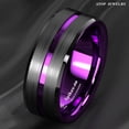 thumbnail image 5 of Tungsten Rings for Men Wedding Bands for Him 8mm Black Purple Line, 5 of 6
