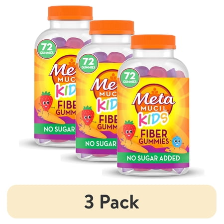 (3 pack) Metamucil Fiber Gummies for Kids, for Digestive Health, Mixed Berry, 72 Count