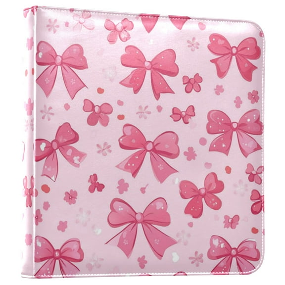 Photo Album 11.8x11.2 Inch Leather Cover Photo Book Scrapbooking Albums for Weddings Birthdays Anniversaries Pink Cute Bows