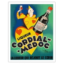 Cordial Médoc Liqueur - La Liqueur qui Rejouit le Coeur (The Liquor Which Rejoices Heart) - Vintage Advertising Poster by Henri Le Monnier c.1930 - Fine Art Matte Paper Print (Unframed) 11x14in